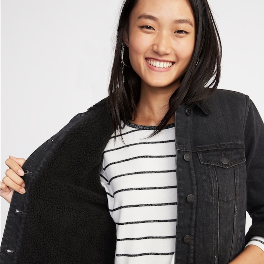 Sherpa black denim jacket